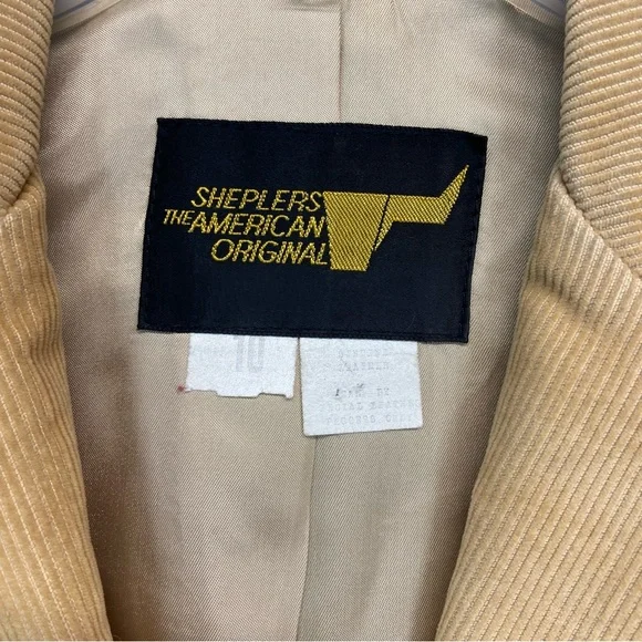 Vintage 70s Western Corduroy Leather Light Mustard Size S - Picture 2 of 11